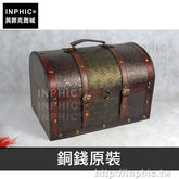 INPHIC-仿古老式中式箱子收納復古拍攝道具儲物箱密室裝飾木頭-銅錢原裝